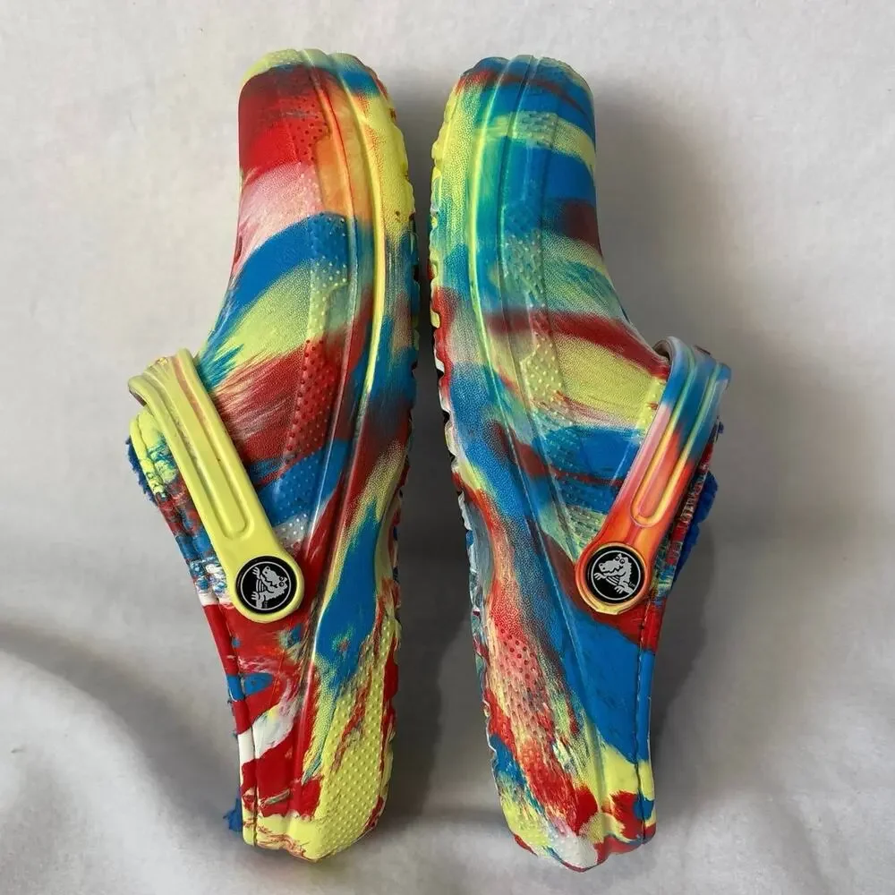 Crocs Classic Lined Marble Tie Dyed Clogs Size J4